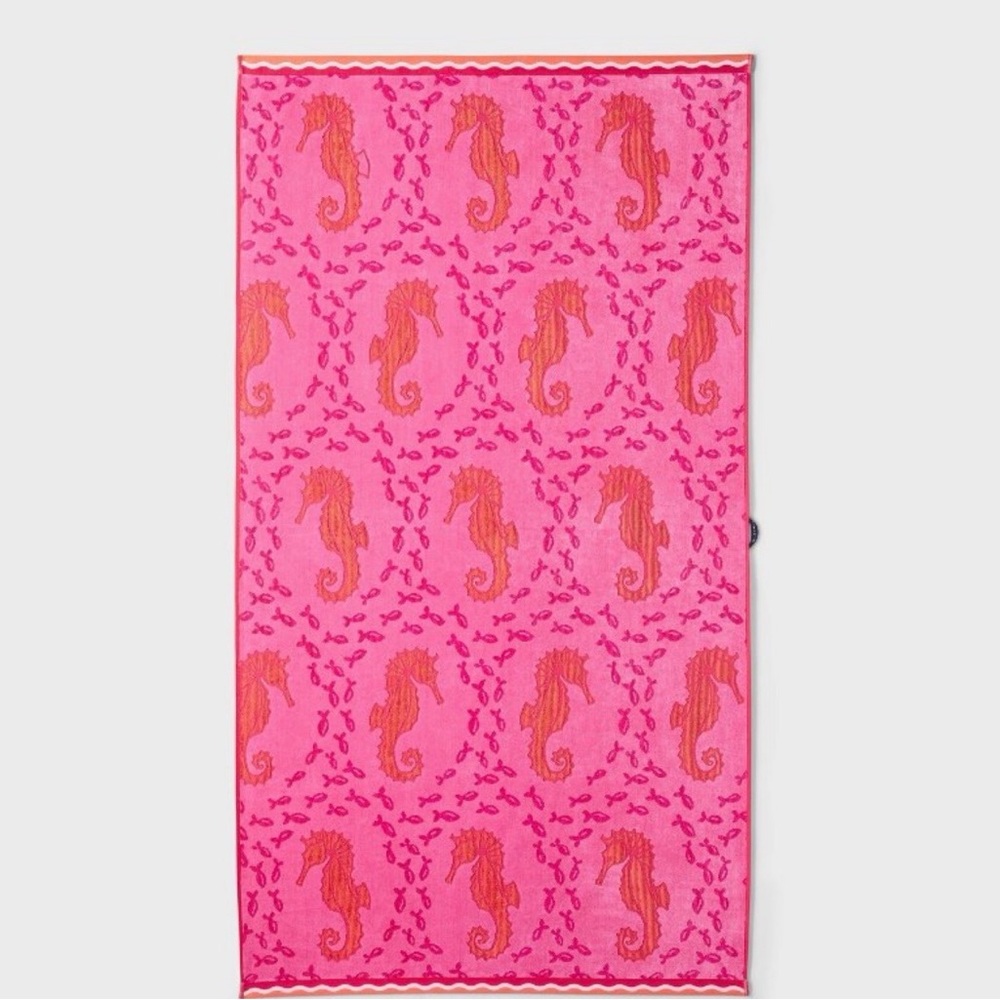 Roller Rabbit Pink &target beach towel Orange Seahorse Towel